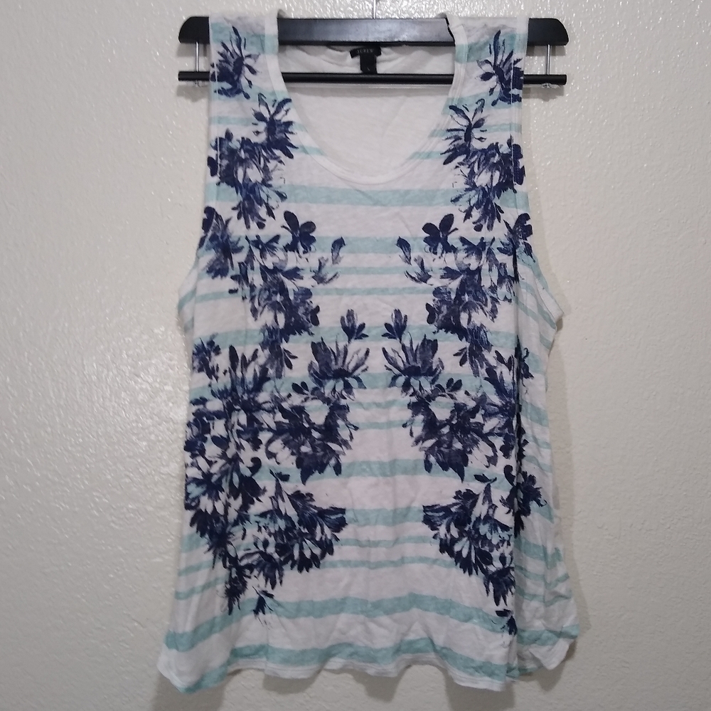 J.Crew linen women's tank top floral large